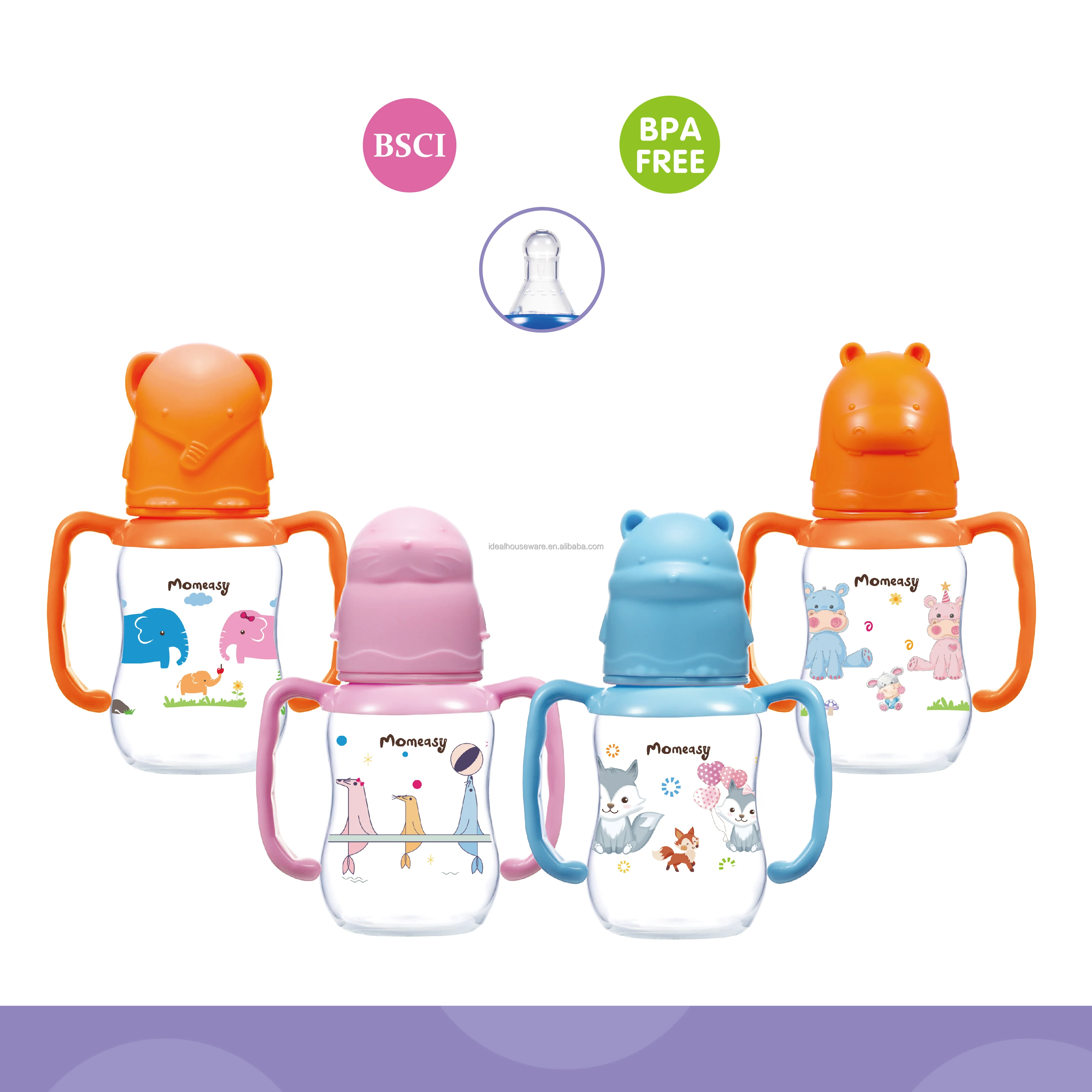 4oz PP Standard-Neck Baby Feeding Bottle With Double Handle