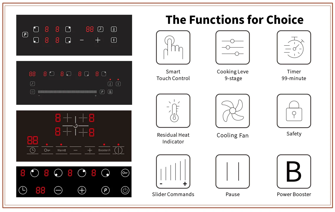 Invisible Under Granite Marble Countertop Built In Induction Hob Cooktop Stove Cooker Hidden Two Burner Separated Control