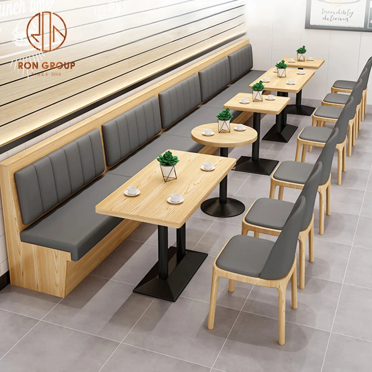 Coffee shop fast food commercial square cafe leather wood round restaurant bench sofa furniture booth seating table chair set