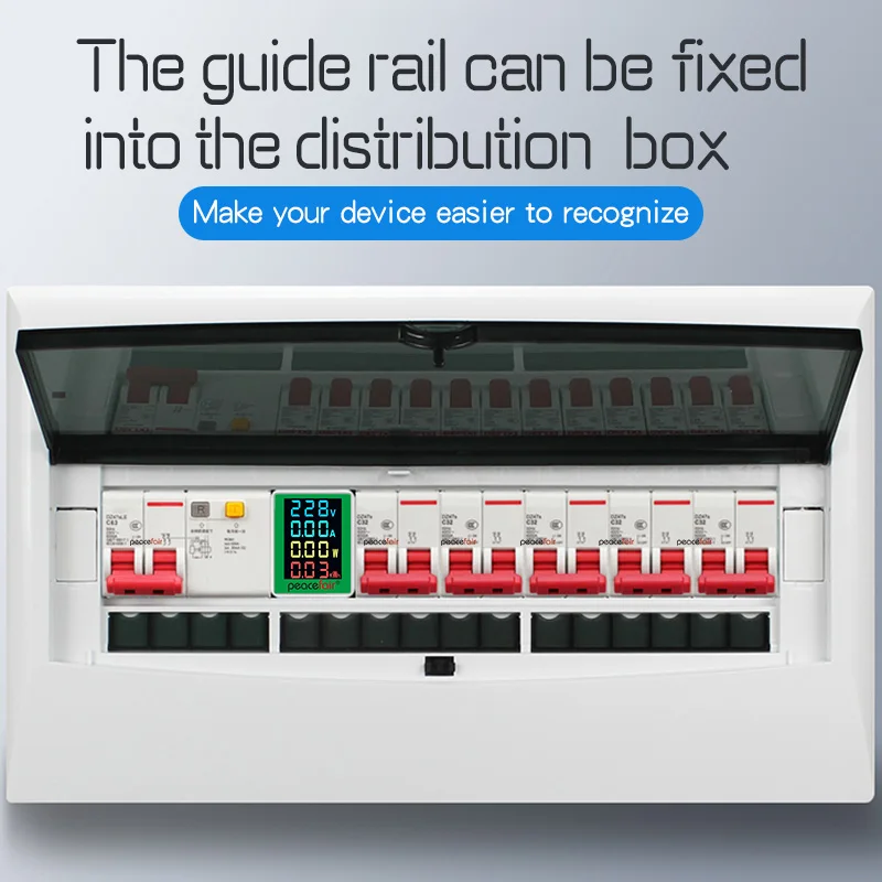 4IN1 Din Rail Single Phase AC Monitor 110V 220V 100A Voltage Current Active Power KWH Electric Energy Frequency Meter VOLT AMP