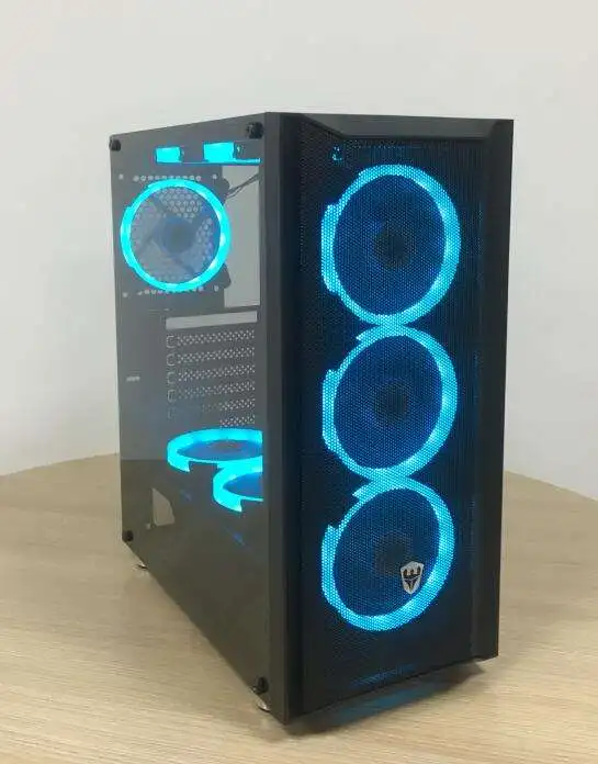 SATE- Gaming Case RGB Fans ATX Case Gaming Tower PC Case With 3PCS 120mm RGB Fans Glass Transparent Panels RGB Lighting K874