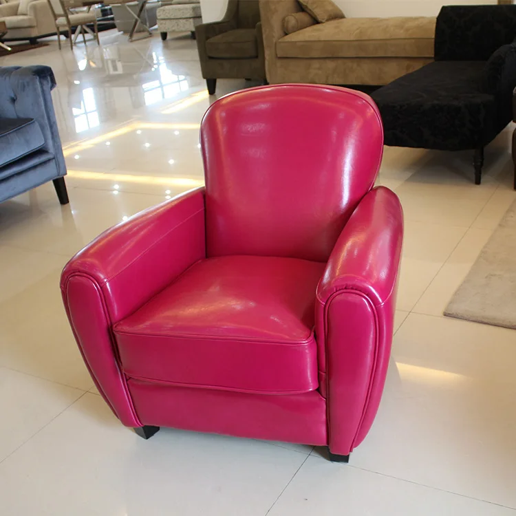 Modern leather sofa chairs home use upholstered armchair solid wood single furniture chair(KS-7026)