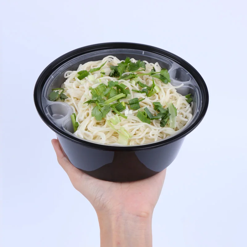 Hot Sale New Soup Container Customized 1250 1000 1500 Ml Pp Noodles Bowl Hot Food With Two Layer Lids disposable lunch boxes