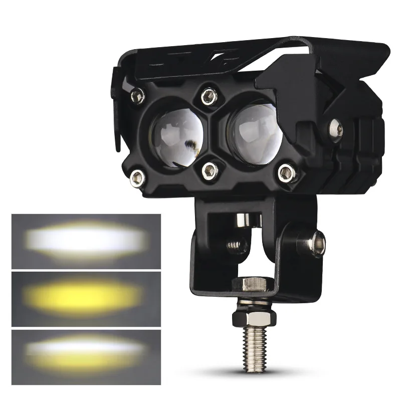 CQHZJ Motorcycle LED Double Bead Spotlight Double Lens External Work Light Far And Near Light LED Eyes Motorcycle Light
