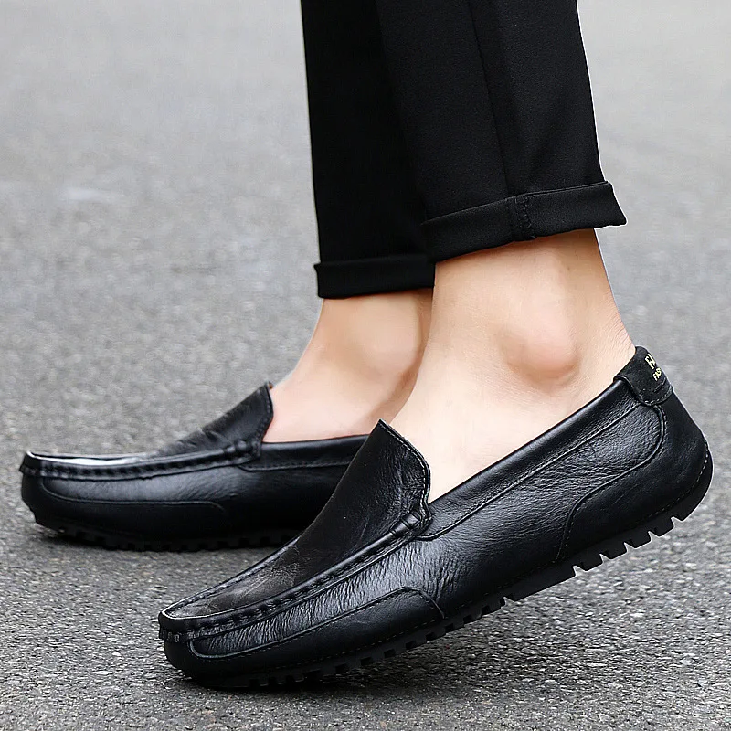 Factory Wholesale fashion Professional Blue Black classic luxury top quality italian pure leather mens driving shoes