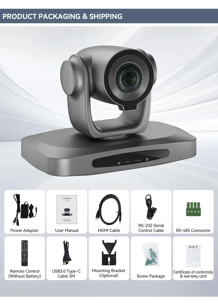 PTZ Camera 30X- Camera 3G-SDI LAN POE 4K/30FPS Broadcast Live Streaming  Camera for Church Supports vMix OBS