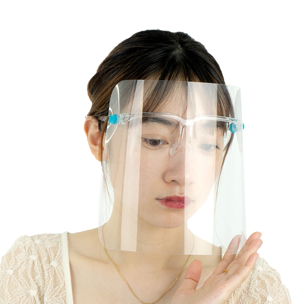 Wholesale Faceshield With Glasses Frame Anti Fog Plastic Transparent Clear Protective Face Shield Glasses