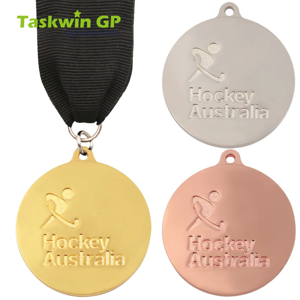 Custom No Minimum Order Round Shape Hockey Finisher Medals