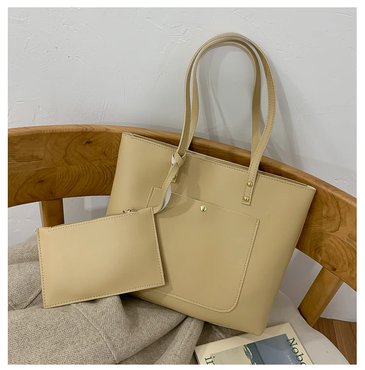 Вместительная женская сумка 2 в 1 на одно плечо, модные повседневные Мягкие кожаные кошельки и сумки