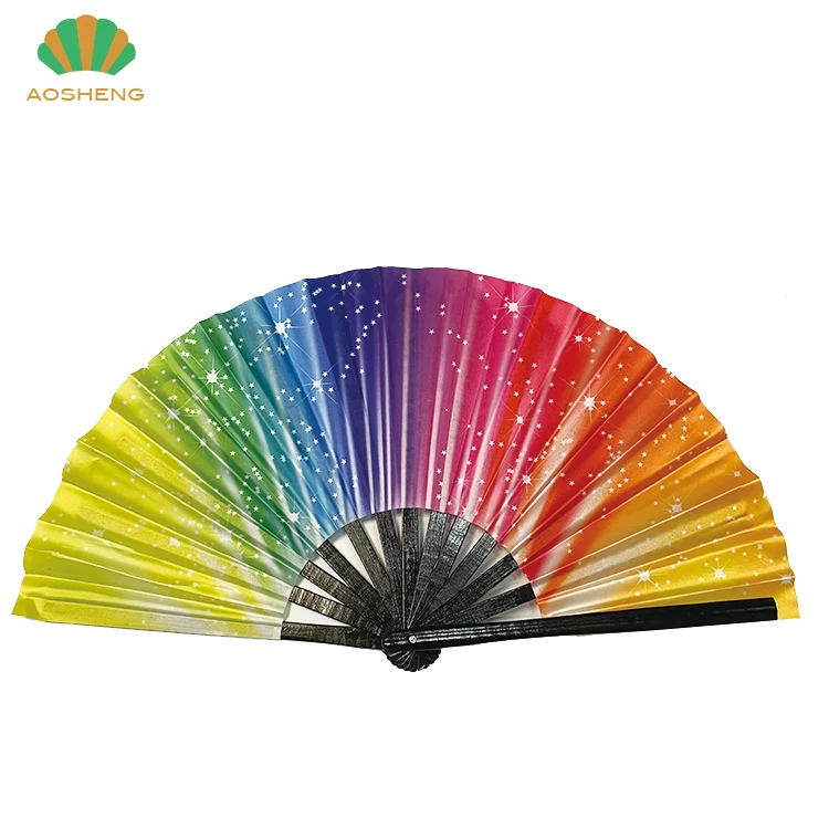 Foldable hand fan your own design custom printed 13 inch large folding fan for event