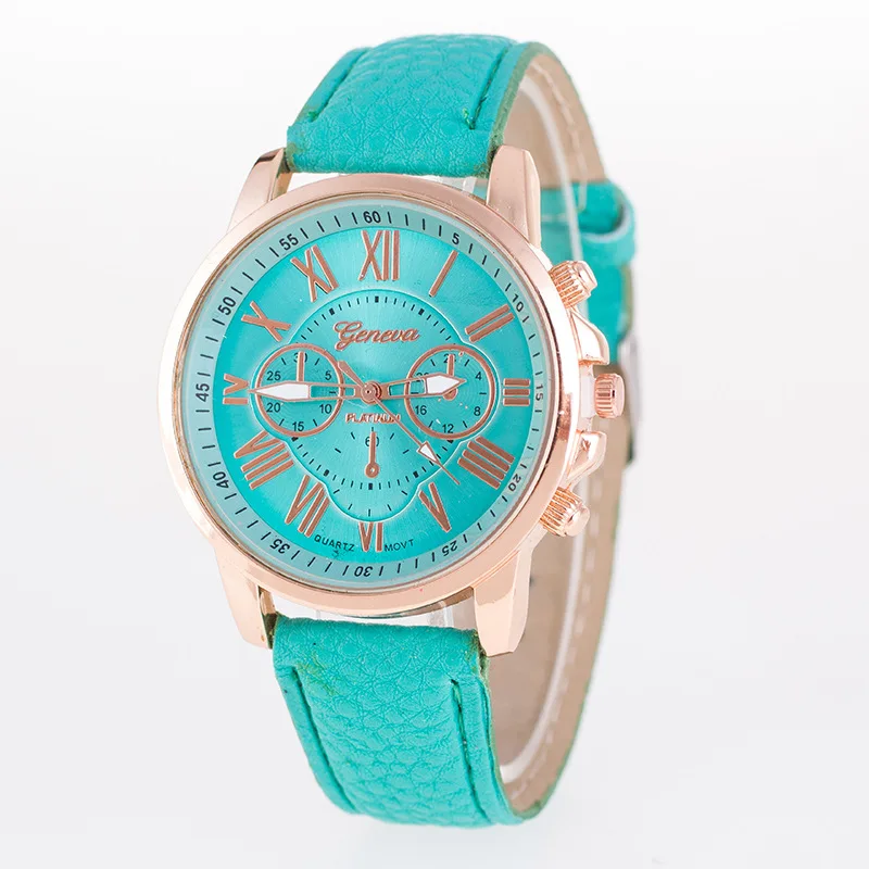 Factory Price Quartz Analog Leather Geneva Wrist Watches For Women