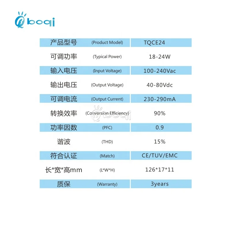 boqi 8W 20W 230mA led driver Pass EMC high power factor non-Isolated led tube driver