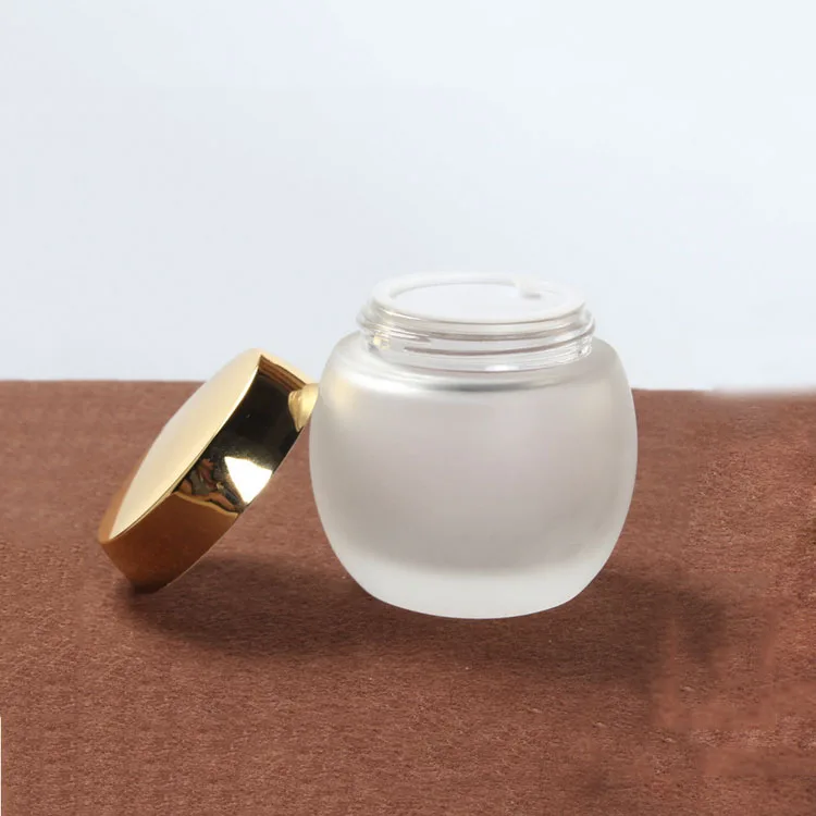 120g frosted spherical glass cosmetic cream mask jar with gold silver plastic lid