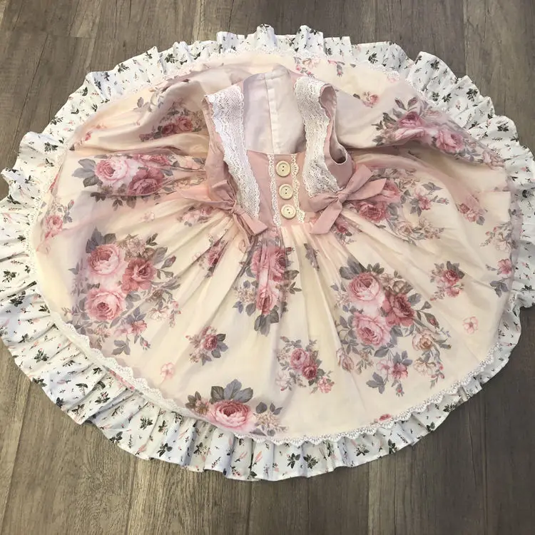 wholesale girls dresses 2-12 children clothing baby girls dresses fall printed baby frock design girl dress