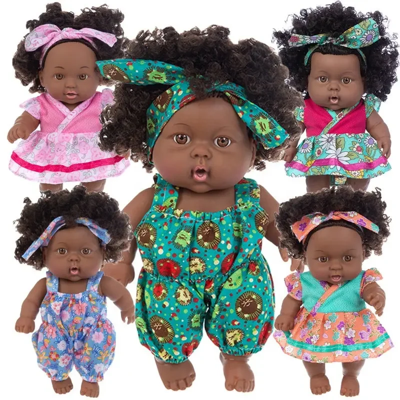 New Design 20cm African Reborn black baby doll Silicone cute Doll toys for girls funny american girl doll toys for kids