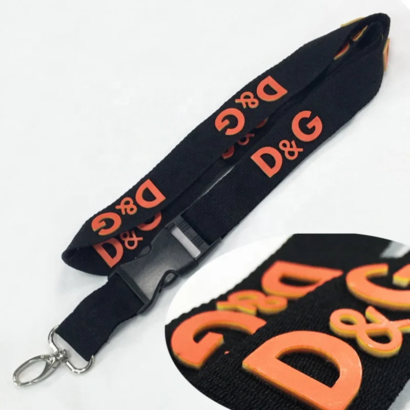 
Free custom design hot selling 3D rubber printing thick polyester lanyards Best Quality Safety Carabiner 3D printing lanyard 