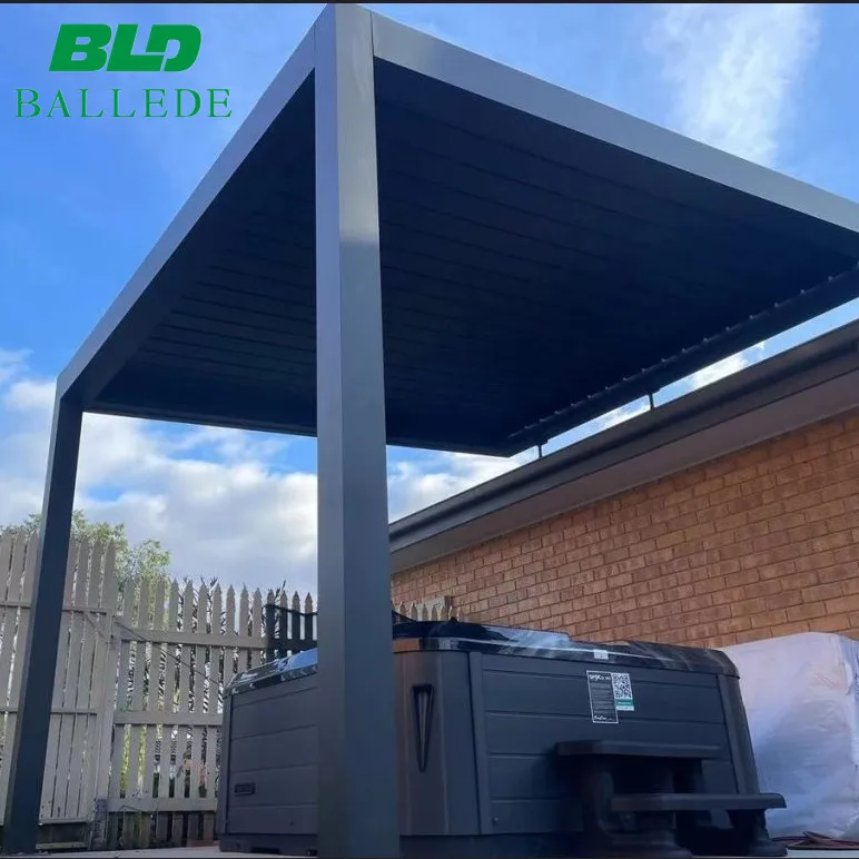 Modern Steel Outdoor Louvered Pergola with Adjustable Metal Roof for Patio Pergola