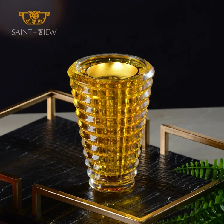 Incense Burner Crystal Unique Bukhoor Decoration High Quality Transparent Color Glass With Metal Plate