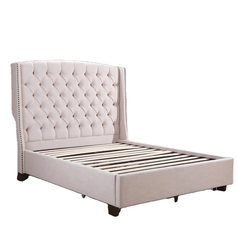Latest design bed frame American style king Queen size bed with storage cabinet