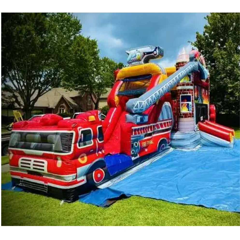 large inflatable fire truck bouncer bouncy castle factory direct sale