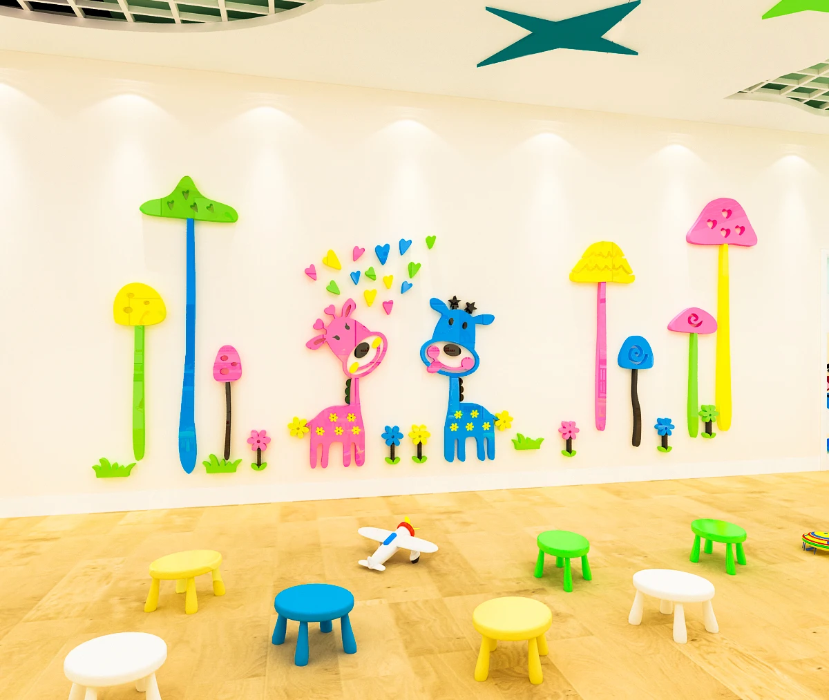 Cartoon Sika Deer 3D acrylic wall decoration home