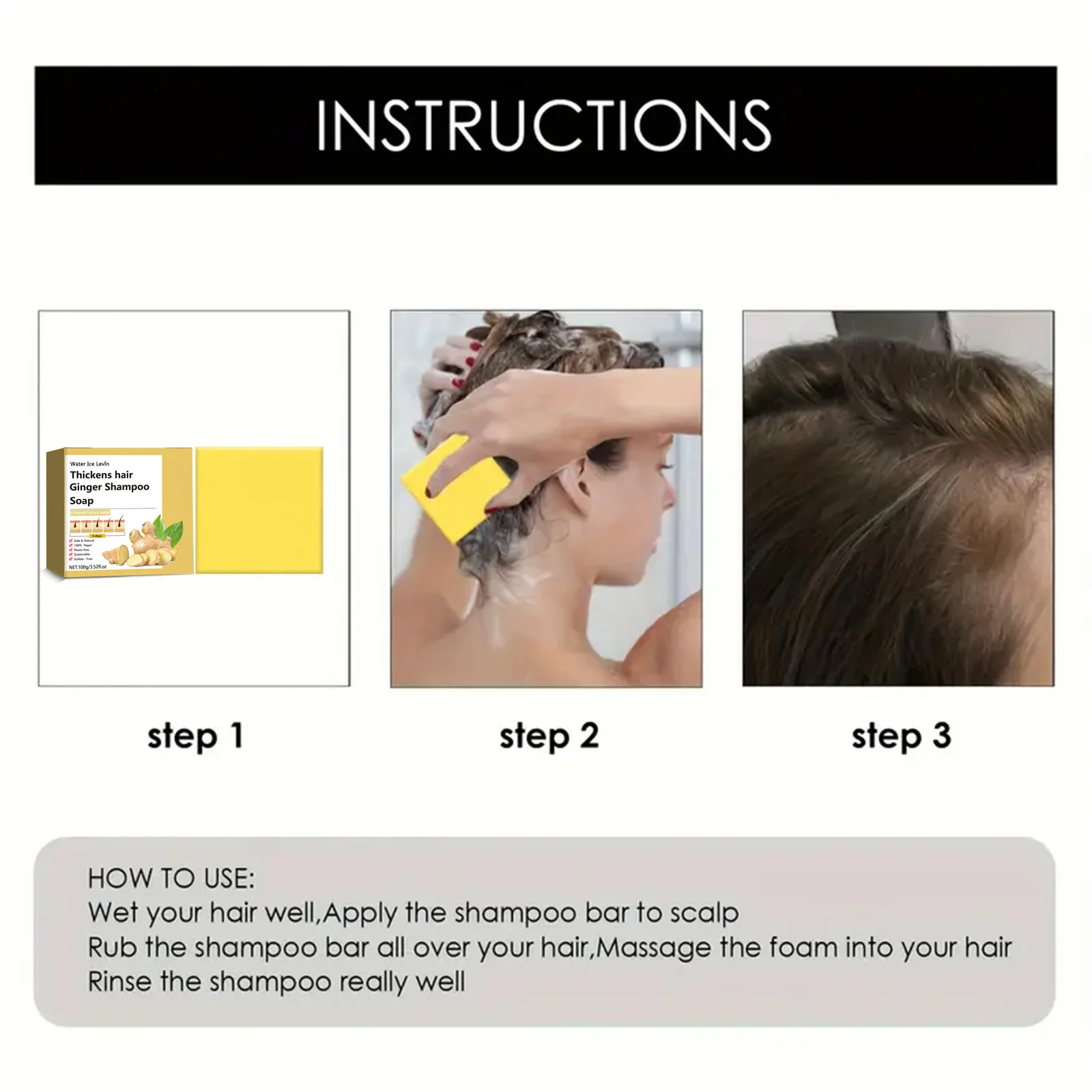 Ginger conditioning shampoo moisturizes split and dry hair making it look thicker (100g)