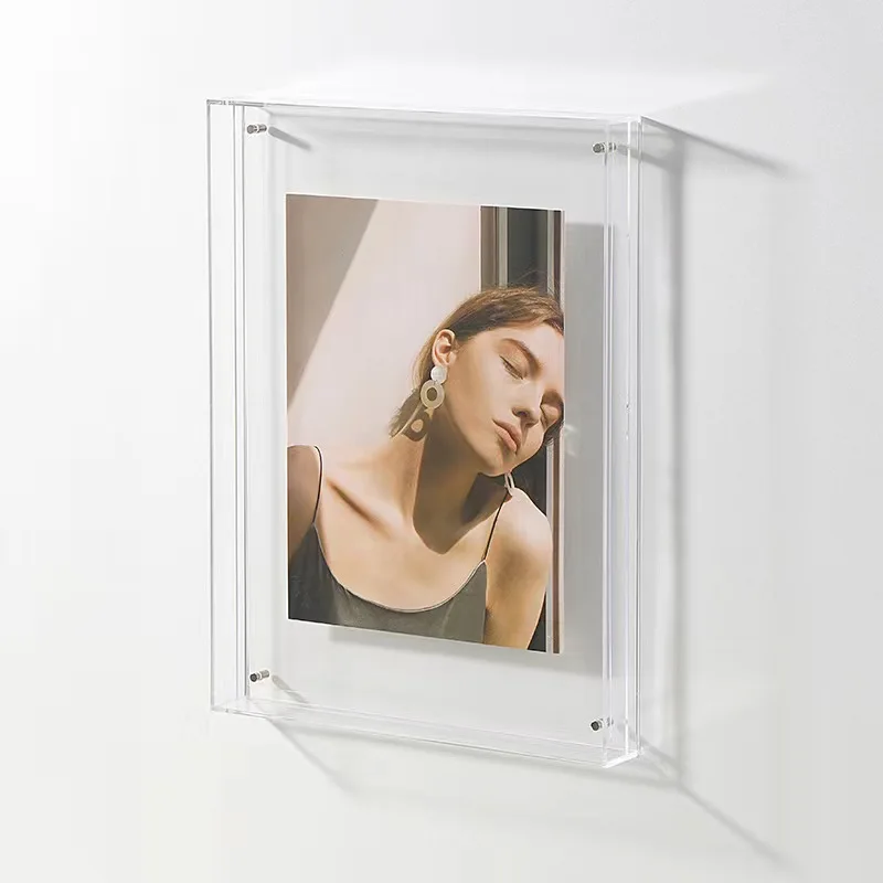 New Custom Colorful Plexiglass Display Box Transparent Acrylic Photo Frame with Dust Cover Customizable