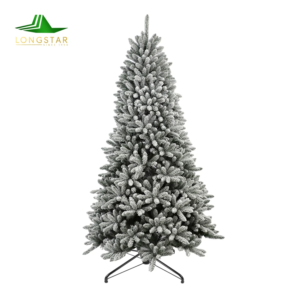 2025 New Design Prelit and Flocked Snow Christmas Tree PVC PE Mixed Material 5-10FT For Indoor Outdoor Christmas Decorations