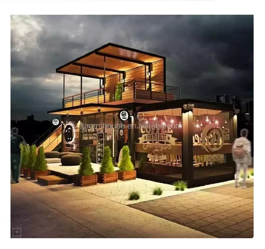 20FT Mobile Detachable Flat Pack Prefab Homes Modern Shipping Container House Luxury Prefabricated Bar Coffee Shop