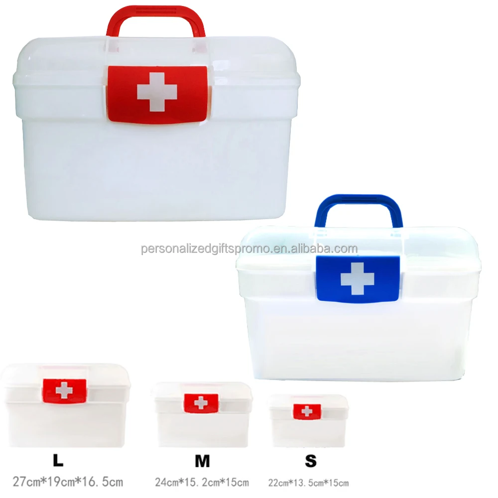 Medicine Cases with a clear FIRST AID top lid Medicine Emergency Kit Storage Organizers / Family Boxes / Cases / Containers