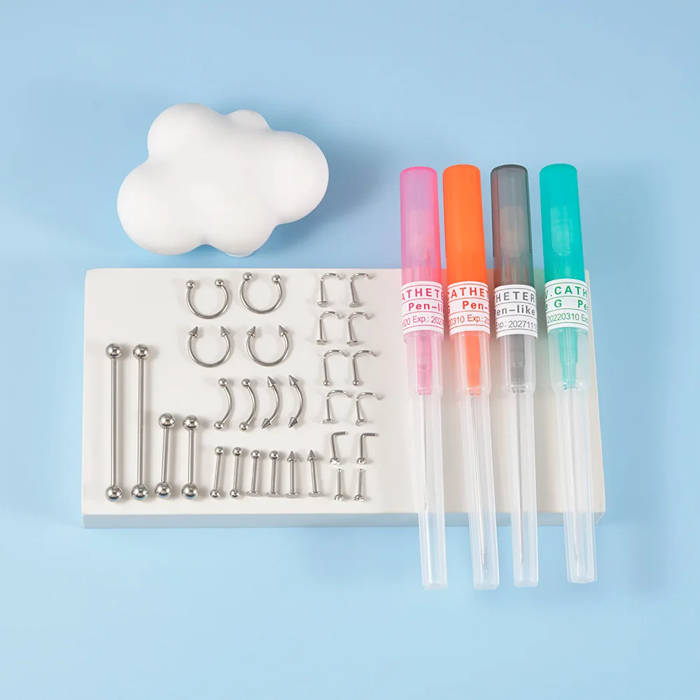 1 set Body Piercing Kit Tool Disposable Professional Body Piercing Needles Clamp Tools Ear Tragus Nose Navel Piercing