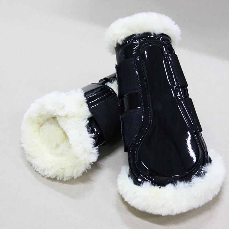 Professional Manufacturer Horse Riding Products Equine Boots Patent Leather Horse Tendon Brushing Boots Equestrian