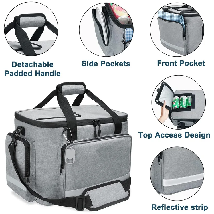 Custom Printed 300D 600D Polyester Lunch Bag Office Travel Picnic Portable Food Takeway Shoulder Thermal Insulated Cooler Bag