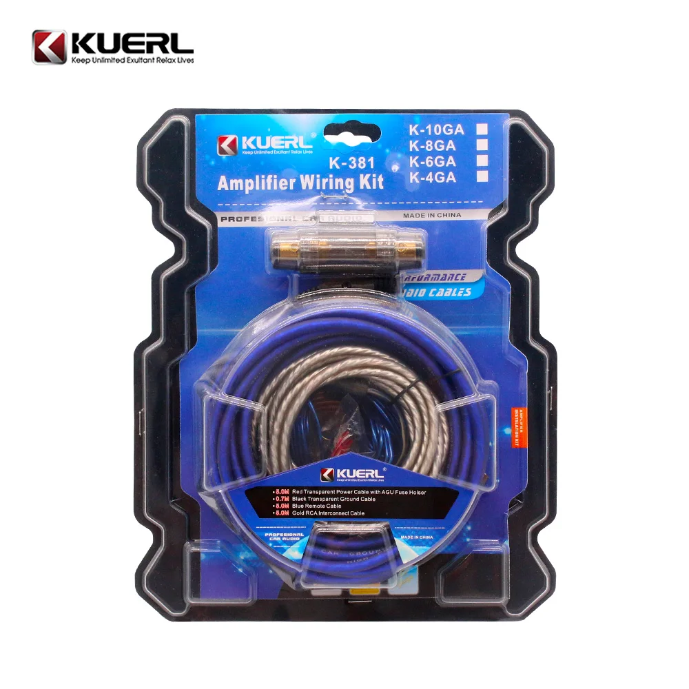 Wholesalers audio subwoofer power cable hot 6/8/10GA car amplifier wiring kits