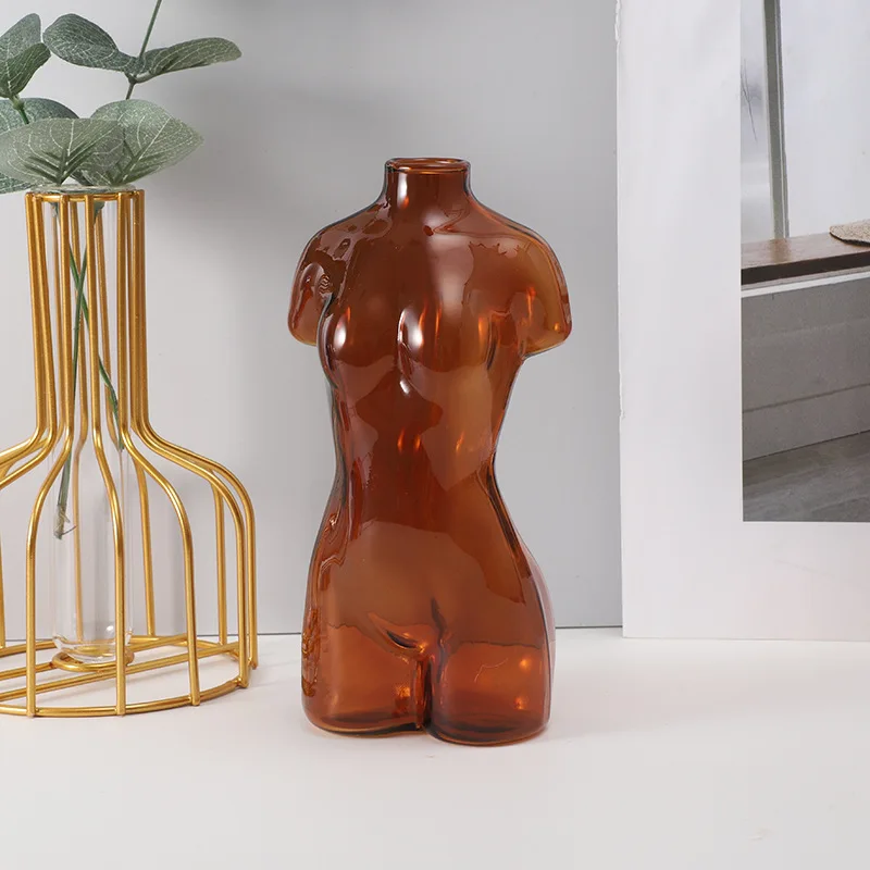 North Europe Style Creative Colorful Glass Physical Shape Flower Vase Ornaments for High Borosilicate Art