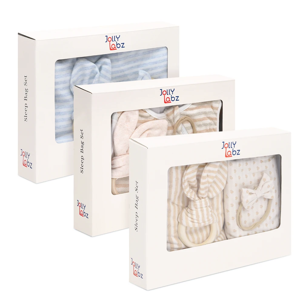 100% Organic Cotton Customized Design Stretch Wrap Swaddle Blanket Baby Gift Set with Matching Headband