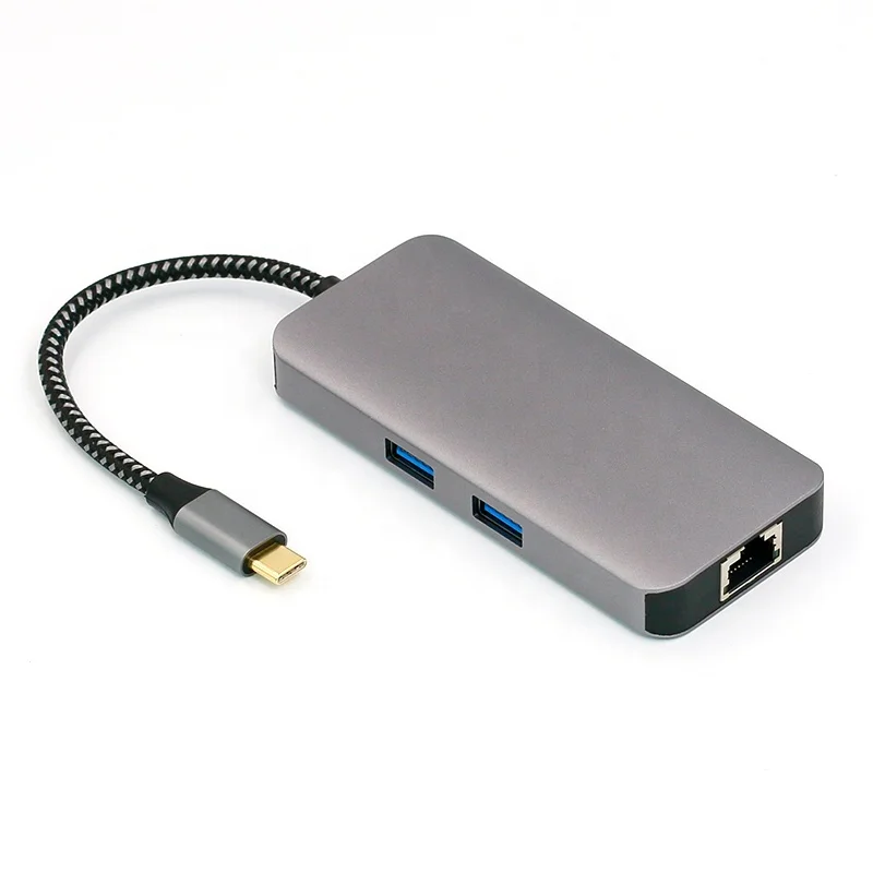 7 in 1 Type C to HDMI USB 3.0 SD RJ45 PD Type c Hub Expansion Dock Laptop Usb C Hub Docking Station