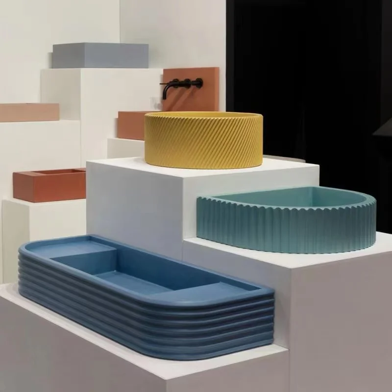 Hot Selling Color Design Solid Surface Countertop Sink Artificial Stone Sink Wash Basin