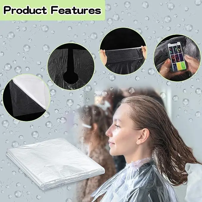 Factory Price Customize Size Cheap Price Plastic Hairdressing PE Cutting Disposable Hair Barber Salon Cape Apron