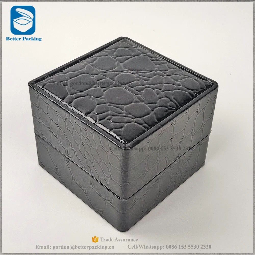 
JBS280R1 Dubai Hot Sale Black crocodile Faux Leather Jewellery Big Sizes Ring Box 