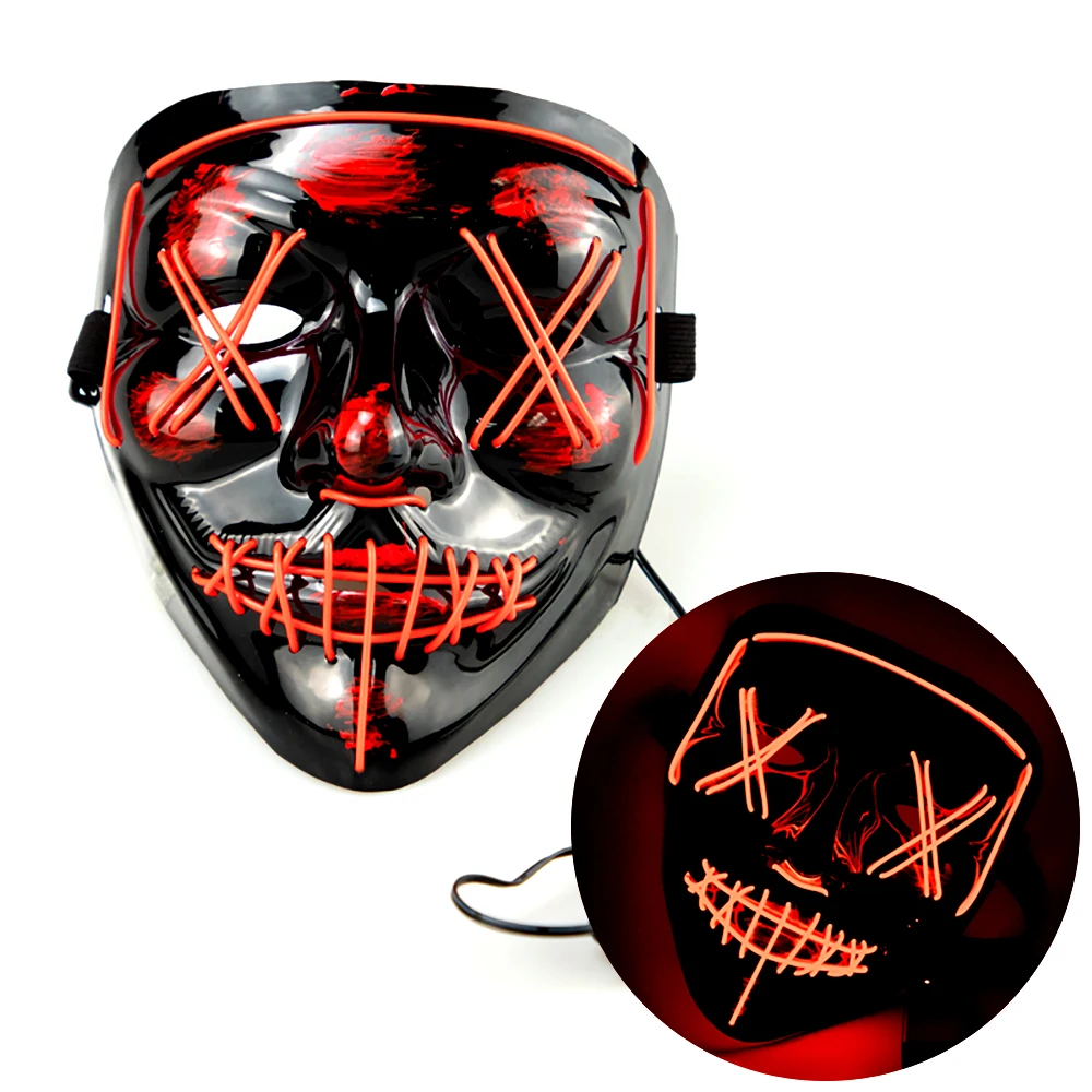 Neon Glo Halloween Masker Face Maskss Led Light Up Facial Party Masks