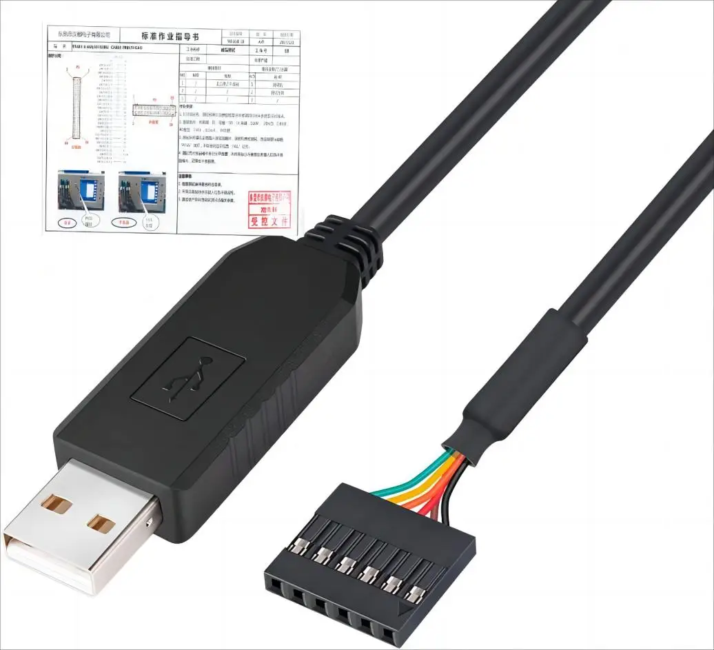 USB to TTL Serial 3.3V Adapter Cable 6 Pin 0.1 inch Pitch Female Socket Header UART Wire with IC chip