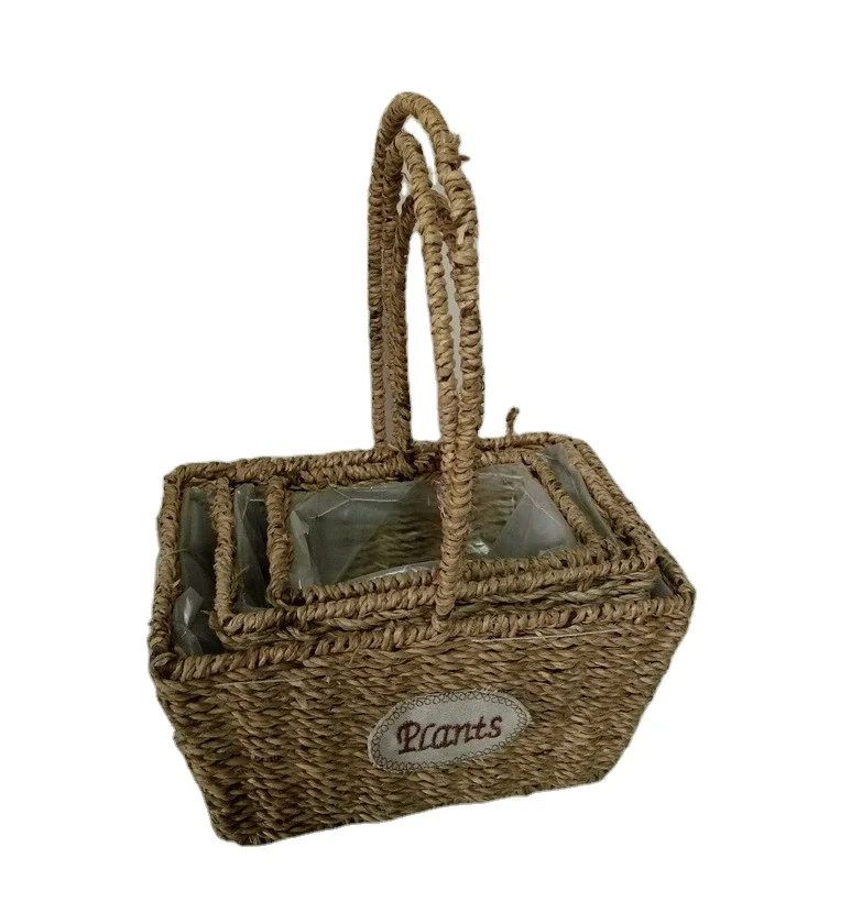 straw flower pot baskets  grass garden flower baskets willow garden products wood garden products