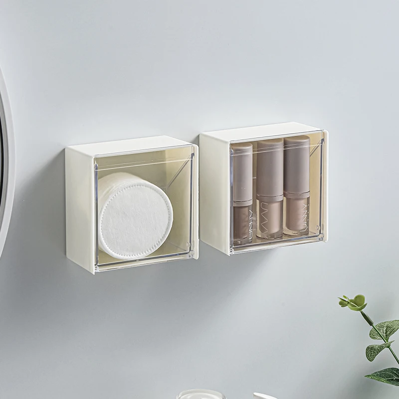 Wall mounted storage box High appearance level dormitory bathroom storage box Makeup cotton lipstick head rope storage box
