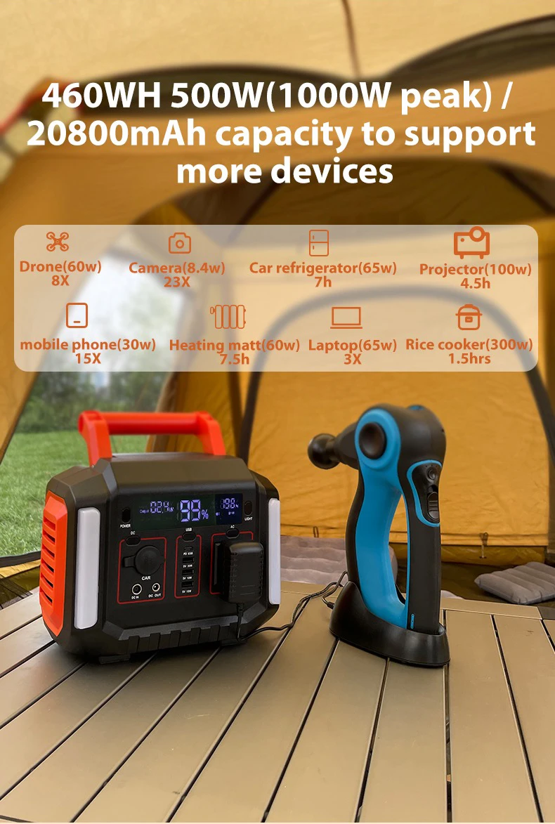 500w1000w station power  battery portable solar generator power station us supply inverter outdoor 230wh