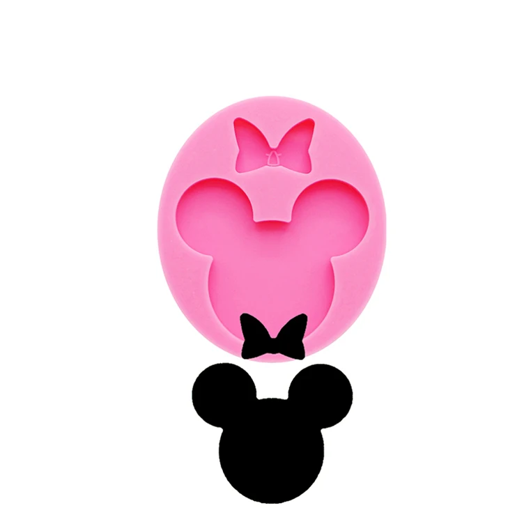 Dy0075 Diy Shiny 1.57/1.96 Inches Mouse Head For Keychains Epoxy Resin Molds Bow-knot Silicone Mould Decorative Craft Mold