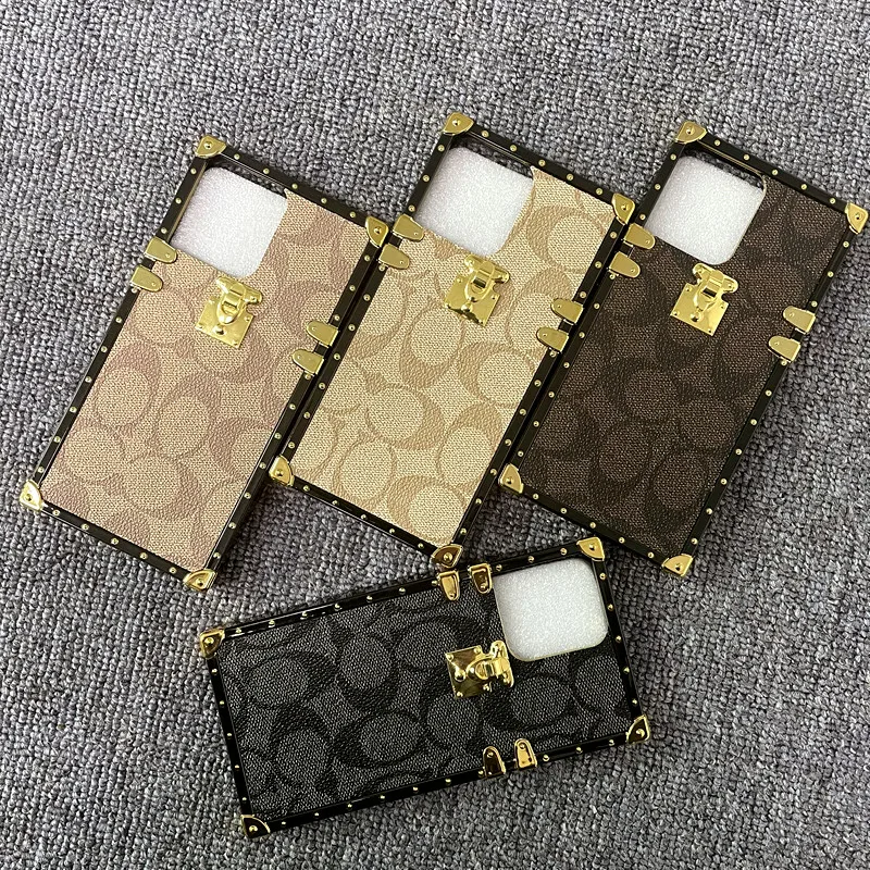 Luxury fashion all-inclusive soft shell PU mobile phone case for iPhone14 13 12 pro Max Designer quare phone cover mobile  bags