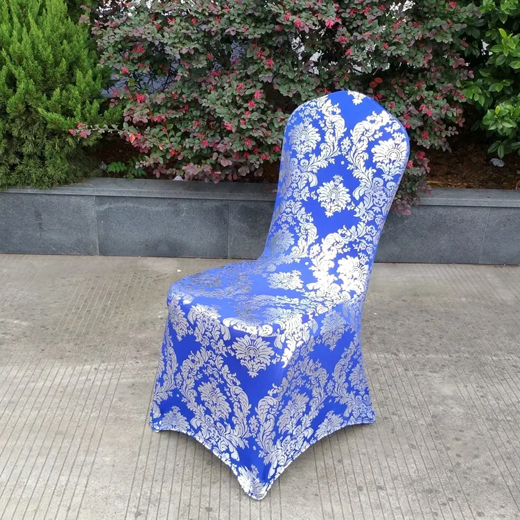 High Quality Fashion Elegant All Inclusive Full Stretch Hot Stamping Print Chair Cover For Hotel Banquet Event Wedding Party