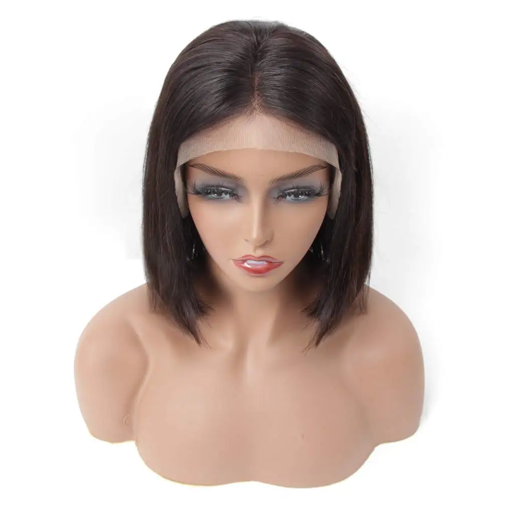 
Оптовая продажа, синтетические женские фронтальные парики Hd, прозрачные кружева, шелковистые прямые Волнистые Короткие волосы боб, коричневый парик 