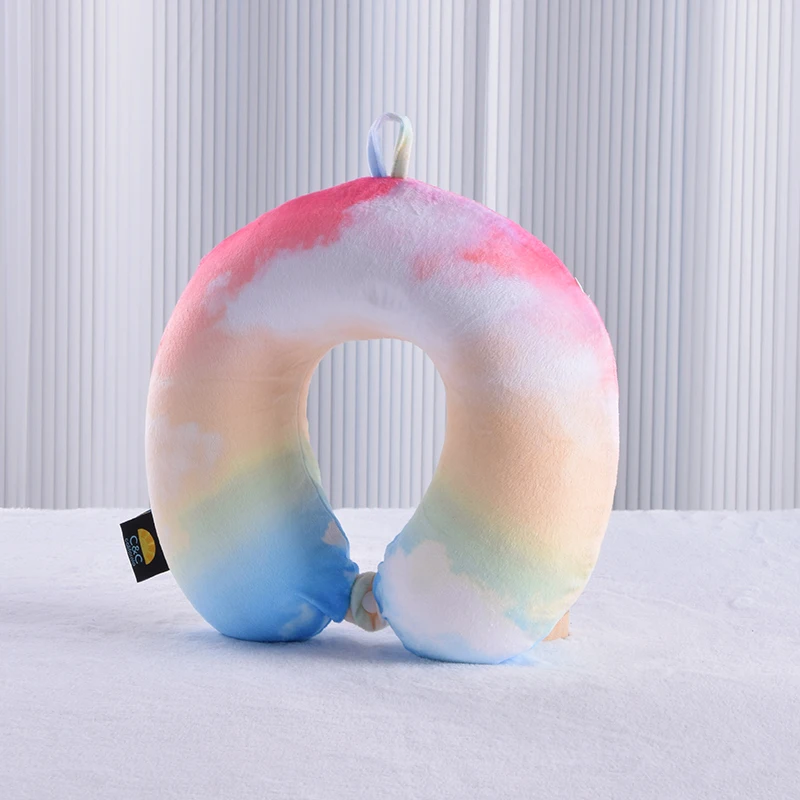 Wholesale Factory in stock Neck Support Travel Pillow Colorful Printed Spandex U Shape Pillow